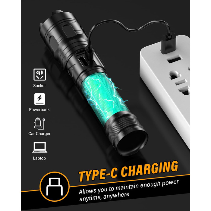 Ліхтар LED XHM 70.2, 500000 Люмен, USB-зарядка, IP67, 5 режимів, AK-01