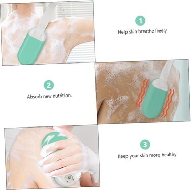 Back brush, body brush, peeling brush, body brush, massage brush, electric massage brush for the back, long-handled back scrubber, bath brush, silica gel, Green