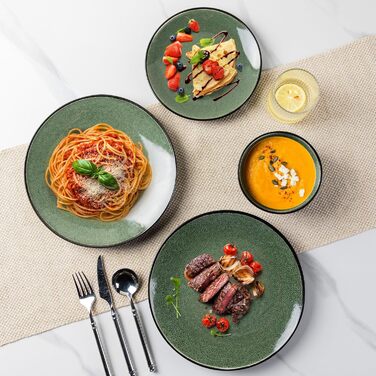 Набір посуду GBhome з реактивної глазурі для 6 осіб (18 предметів), ручна робота, кераміка, безпечний для мікрохвильовки та посудомийної машини, набір тарілок та мисок