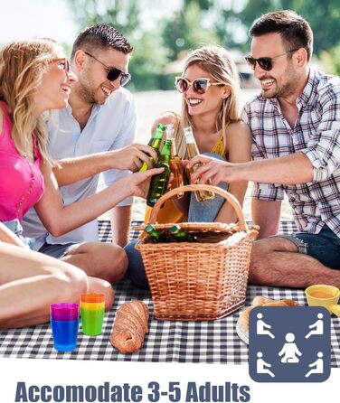 Плед для пікніка LIVEHITOP водонепроникний XXL (150x200 см) синій в клітку - для пляжу, кемпінгу, парку, BBQ