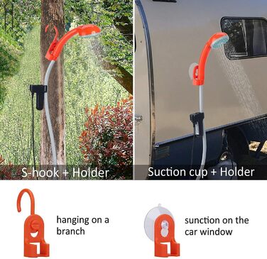 Кемпінгова душова кабіна Zooma з насосом, портативна душова для відпочинку на природі та саду (Orange 1, 2 батареї)