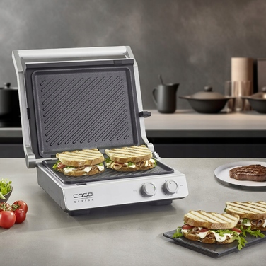 Електричний контактний гриль Caso SteakChef, сріблястий/сірий, 2000 Вт, Німеччина