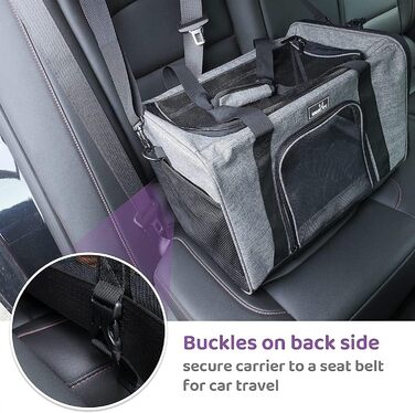 Транспортна переноска для котів та собак, що розкладається, для подорожей літаком, сірого кольору (L 45см x B 28см x H 21см)