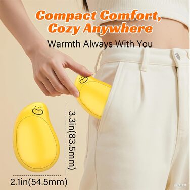 Електричні грілки для рук 2 шт. з акумуляторами 8000 mAh, USB, 3 режими, для зими, жовті