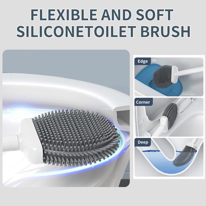 Набір для чищення унітазу з силіконової щітки та поршня, білий, з тримачем, для унітазу