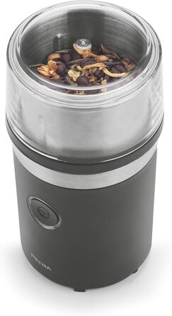 Електрична кавомолка Petra PT6136VDE, 210 Вт, 70 г, нержавіюча сталь, млинок для кави, спецій, трав, знімна чаша, прозора кришка, одна кнопка