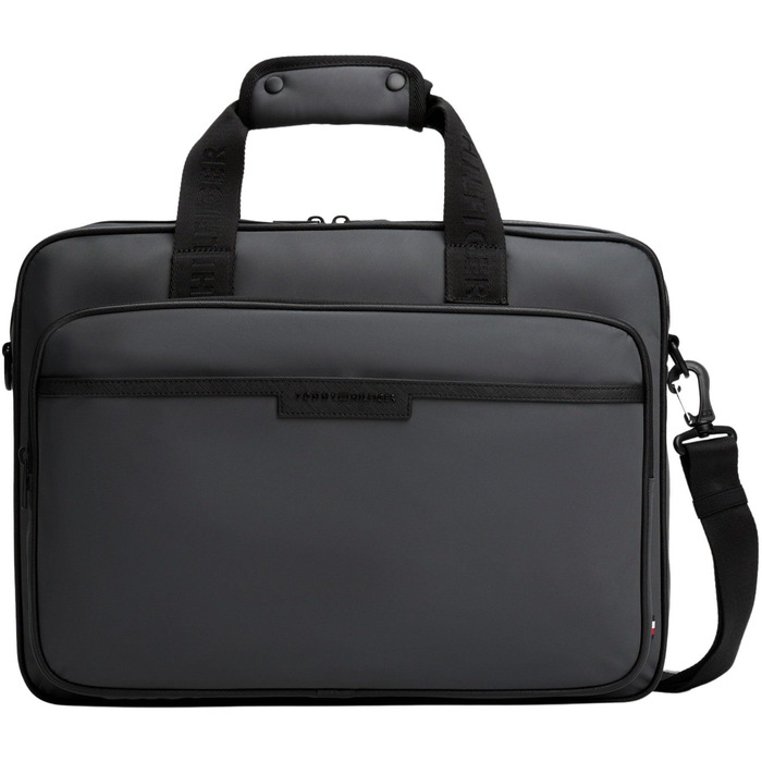 Сумка для ноутбука Tommy Hilfiger Repreve з ременем для візка, чорна (Black/Dark Grey)