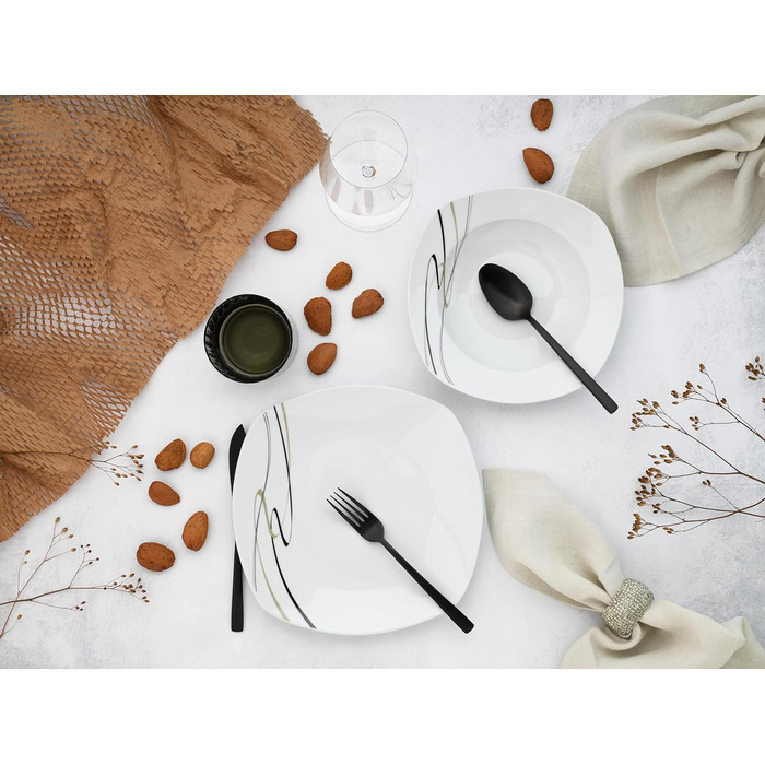 CreaTable Серія Amelie Piazza: 12-частинний набір посуду для 6 осіб з порцеляни, 28.5 x 22 x 31 см