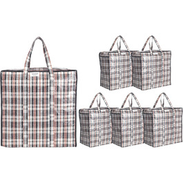 Josephine Osthoff Unisex Heavy-Duty Waterproof Storage Bags, Durable & Versatile, With Zipper for Moving & Shopping, 75L Capacity, Up to 20 kg Load, Black, Pack of 9 (6 Black Pieces)