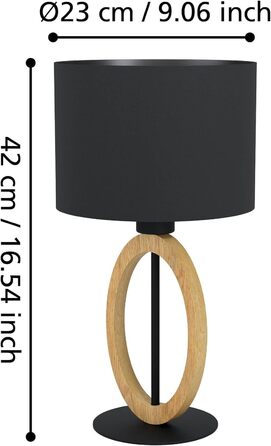 Торшер Eglo Basildon 1: дерев'яний торшер з абажуром, настільна лампа для вітальні, спальні, з вимикачем, E27