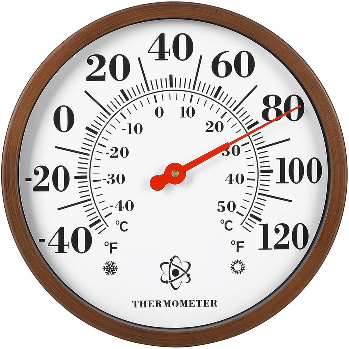 MIKSUS 12.3 Large Number Premium Thermometer Outdoor Indoor Waterproof Decorative (Improved Accuracy and Design)