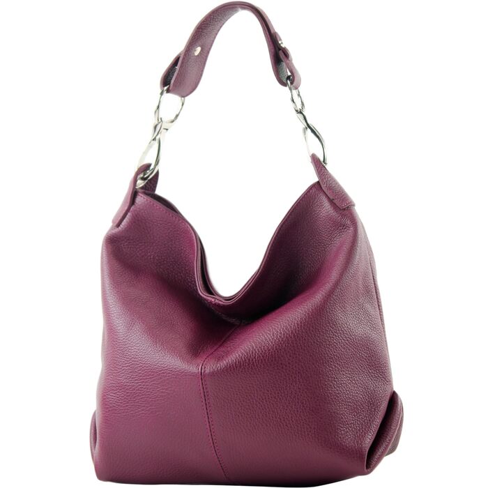 Сумка жіноча шкіряна Modamoda T168 через плече, ручної роботи, Італія (Виноградний колір)