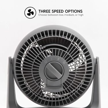 Вентилятор Iris Ohyama Woozoo: тиха кімнатна модель, 33 м², 3 швидкості, осциляція, портативний, Made in Europe (сірий)