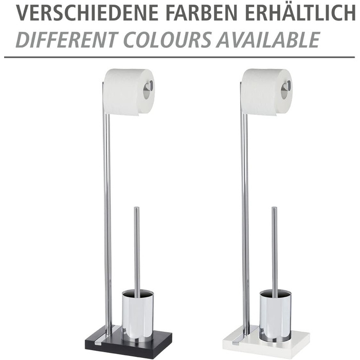 Набір для туалету WENKO Noble Elegante: тримач для щітки та туалетного паперу, полірезин, чорний, 20 x 74 x 15 см, хром/чорний