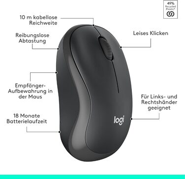Logitech MK295 Комплект бездротової клавіатури та миші з технологією SilentTouch, QWERTZ, USB, чорний (5 шт.)