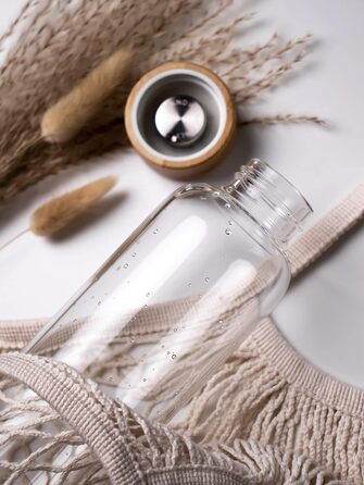spottle Glass Water Bottle 1L - Glass Bottle 500ml - 750ml - 1 liter with Neoprene Sleeve/Protective Cover - Glass Drinking Bottle with Screw Cap - Glass Water Bottle for Carbonated Drinks 750ml Beige Melange / Bamboo