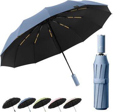 Автоматичний парасолька, штормостійкий, з захистом від УФ-променів, компактний, блакитний