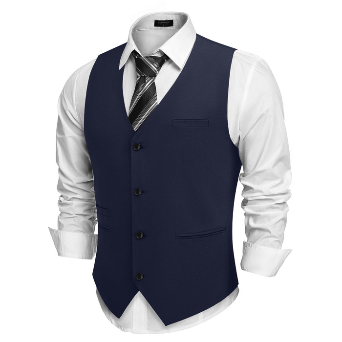 Жилет чоловічий COOFANDY Casual Business Slim Fit, темно-синій (S)