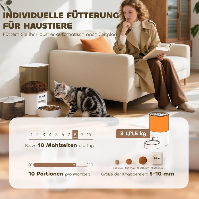 Автоматичний годівниця та фонтанчик для котів та собак PawHut 2.5 л - білий