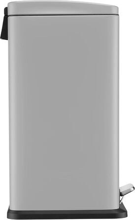 Відро для сміття BLACK+DECKER з м'яким закриттям кришки, нержавіюча сталь, 30 x 14 x 29 см, сірий колір, 20 л, прямокутна форма