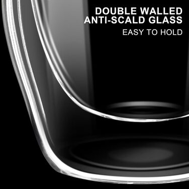 Набір з 2 еспресо-чашок PARACITY, подвійні стінки, 75 мл, з ручкою, з боросилікатного скла, аксесуари для еспресо