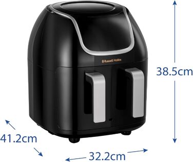 Фритюрниця електрична Russell Hobbs подвійна 8.5л з технологією Rapid Air Fryer, 8 програм, сенсорний екран, кошики 4.25л, посудомийна безпека 27290-56S