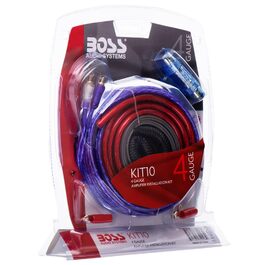 BOSS AUDIO KIT-10 набір кабелів 4 AWG для підключення підсилювача, автомобільний монтажний комплект з кабелем живлення та RCA