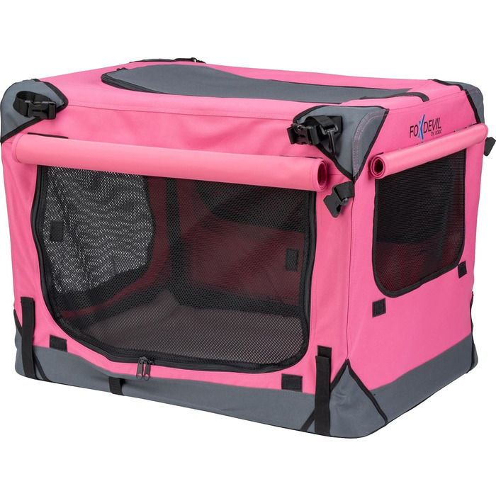 Foxdevil® Складана переноска для собак та котів середніх порід – переноска для тварин у машину та дім (світло-рожевий, M)