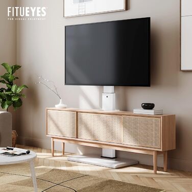 Підставка для телевізора FITUEYES на ніжках з металевою основою, регульована по висоті та поворотна, для телевізорів 26-65 дюймів, до 40 кг, VESA 400x400, чорний (білий)