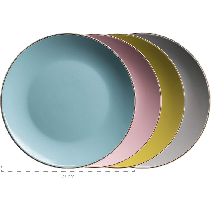 Набір посуду MÄSER 16-ти частинний, кераміка, кольоровий, з металевим бордюром, для 4 осіб