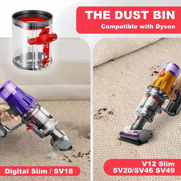 Dyson V12/V10 Slim Dust Bin Replacement - Genuine Part #965272-01