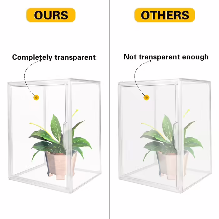 GUDEMAY Transparent Stackable Plastic Boxes with Magnetic Closure - Dustproof Storage Display Case Showcase Ideal for Figurines, Books, Cosmetics, Shoes, and Handbags (3-Piece Set) Transparent - 3-Piece Set