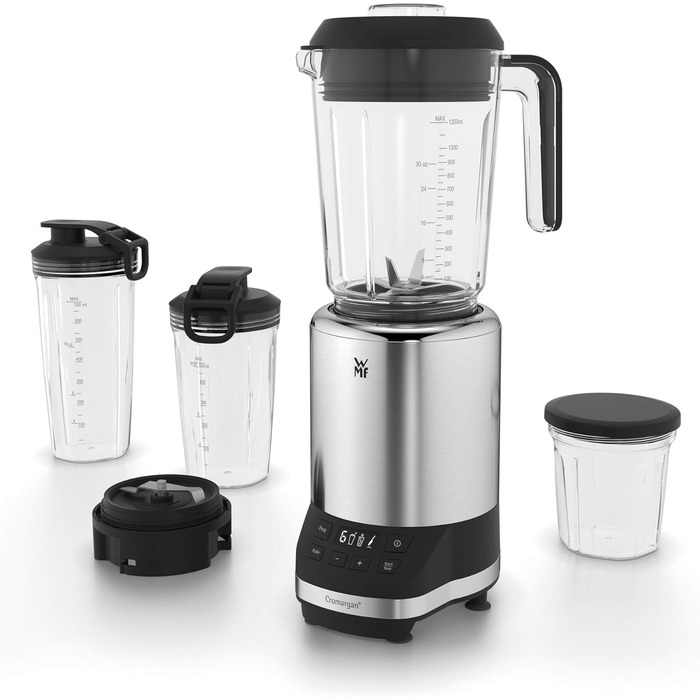 WMF Kult Pro Multifunction Mixer, High-Performance Blender, 30,000 RPM, Smoothie Maker, Stand Mixer, Ice-Crush Function, 4 Mixing Containers including ToGo Lid Single