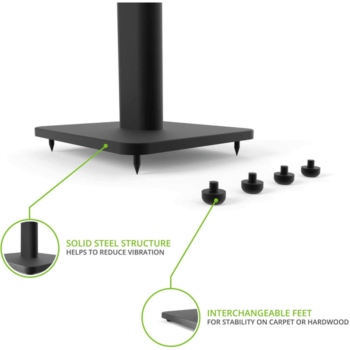 Підлогові стійки для колонок Kanto SP26PLW 26' | Для полицевих колонок середнього та великого розміру | Сталь, піна, поворотна пластина 30° | Чорний (пара)