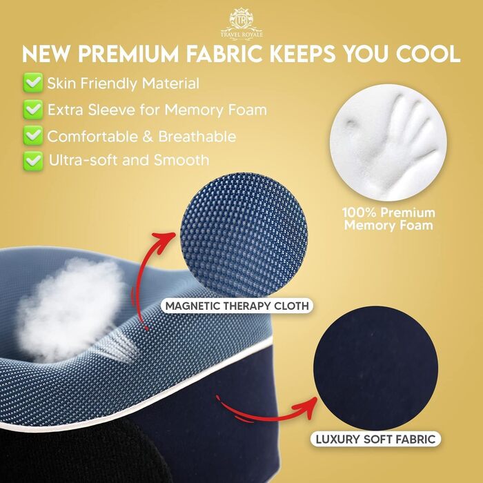 Подушка для шиї з Memory Foam 360° з підтримкою голови та підборіддя для літака, авто та дому - ергономічна, регульована