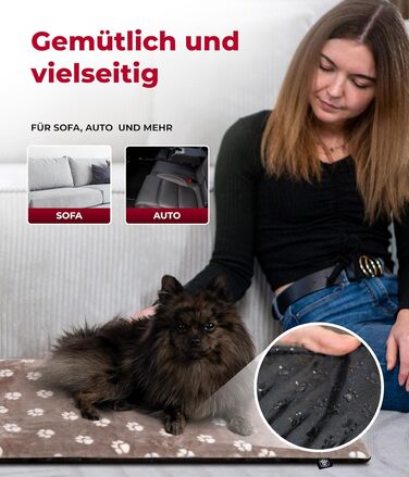 Підстилка для собак XS (45x65 см) – неслизька та затишна з 3 см наповнювачем – ідеальна для дивану, авто та переноски – Tatze Beige, Made in DE 45 x 65 см Tatze Beige