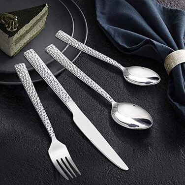 Cutlery Set, HaWare 60-Piece Stainless Steel Cutlery Set with Knife, Fork, Spoon, Dinner Cutlery for 12 People, Hammered Handle Table Cutlery for Home/Party/Hotel/Restaurant, High-Gloss Polished & Dishwasher Safe