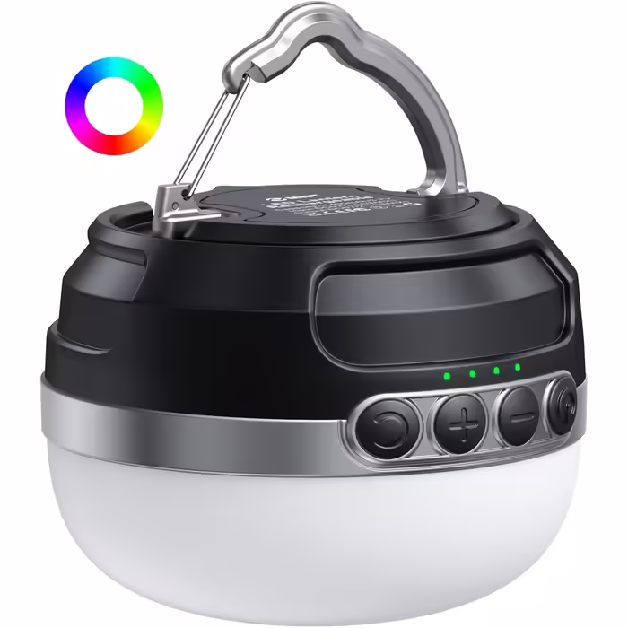 LED Camping Lamp, 10400mAh Battery Rechargeable RGB Color Changing, Steplessly Dimmable, Magnetic Camping Light with Hook for Home, Outdoor Activities, Hiking, Tent Light, Ambient Light, Emergency, etc.