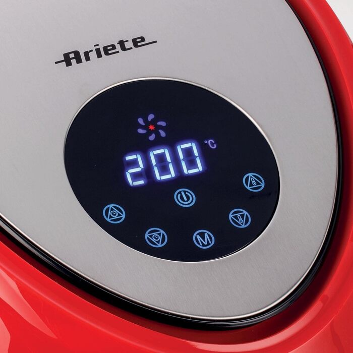 Ariete Airy Fryer XXL 4618, Hot Air Fryer 7 Liter, 60-Minute Timer, LCD and Touchscreen with 7 Cooking Levels, Maximum Temperature 200° C, Capacity 2.5Kg, 1800W, Red