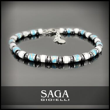Браслет чоловічий SAGA GIOIELLI з нержавіючої сталі, кольорові сталеві диски (AULITE/TURCHESE E CRISTALLI)