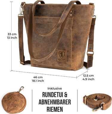 Сумка через плече Berliner Bags Verona Vintage з натуральної шкіри (Волоський горіх) - велика жіноча сумка-шопер з YKK-застібкою