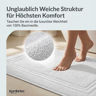 Набір махрових килимків для ванної кімнати Komfortec з 100% бавовни, гігроскопічні та прані, 50x70 см, 2 шт (блакитний/білий)