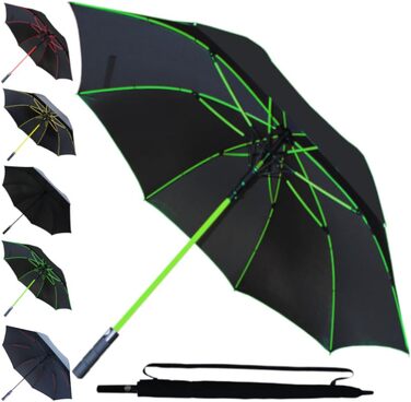 COLLAR AND CUFFS London XL Golf Umbrella - Windproof, Fiberglass Ribs - Automatic Open/Close - Red & Green - Large 154cm