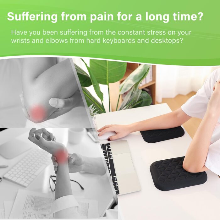 Підставка для зап'ястя та ліктя Ergonomische LargeLeaf з Memory Foam для столу, чорна, 20*14 см