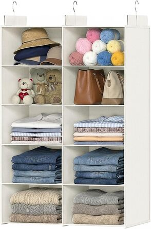 Органайзер для одягу на 6 рівнів, розкладний, з 3 металевими гачками – для шафи, спальні, гуртожитку