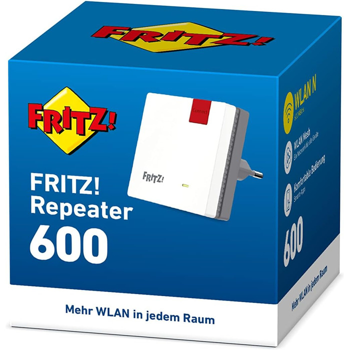 Повторювач Wi-Fi FRITZ!WLAN Mesh 600 - Mesh система, WLAN N до 600 Мбіт/с (2.4 ГГц), WPS, компактний, німецька версія