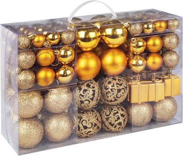 Набір прикрас для ялинки Homewit 105 шт. Золотий, пластикові кулі з гачками, набір ялинкових прикрас