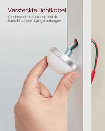 VASAGLE туалетний столик з LED-підсвіткою, регульована яскравість, дзеркало, 2 шухляди, 3 відкриті ніші, сучасний білий косметичний стіл 100x145 см