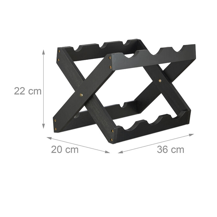 Bamboo Wine Rack, X-Shape, Black
