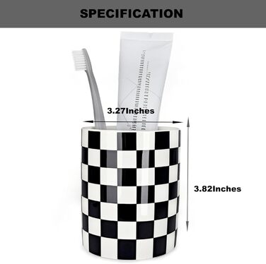 Bathroom Toothbrush Holder, Bathroom, Toothbrush Holder Set, Modern, Cute, Toothbrush and Toothpaste Holders for Bathroom, Countertop, Organizer, Black and White Plaid Decor